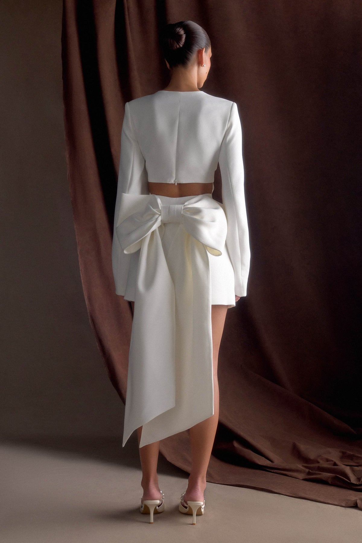 Rosanna Suiting Bow Mini Dress - Ivory