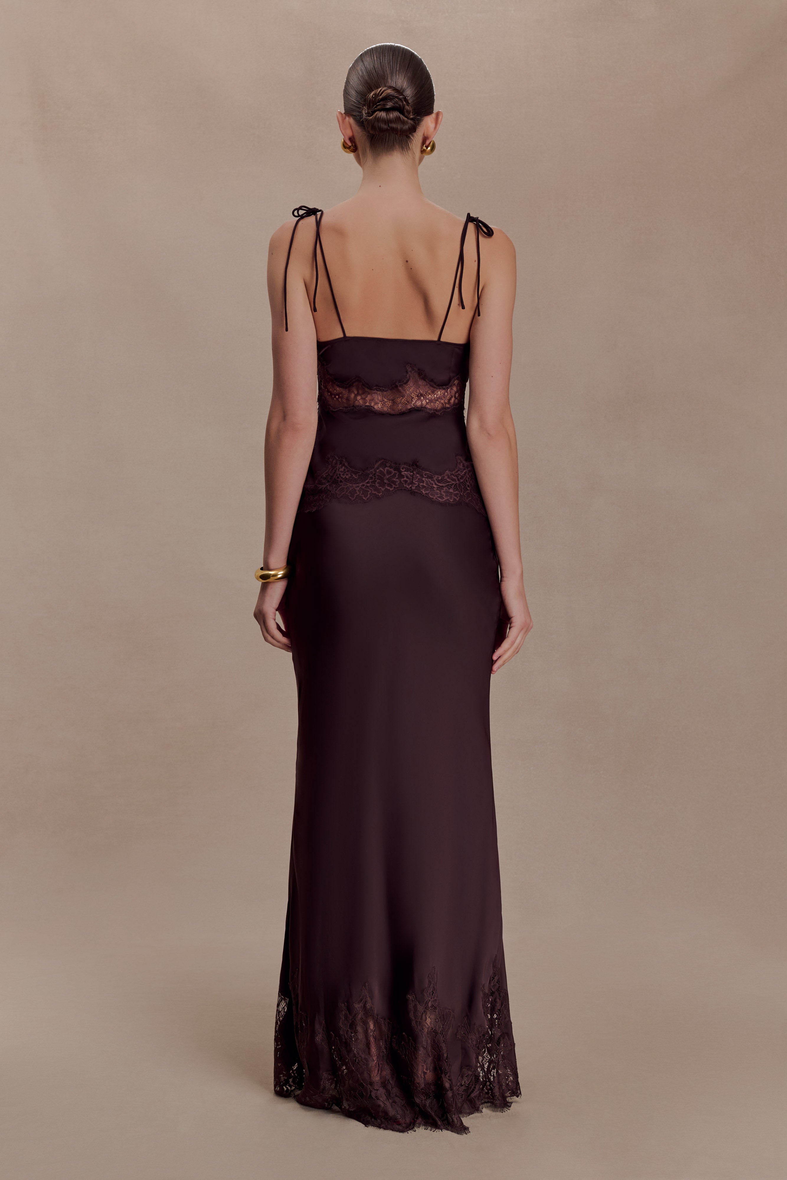 Nina Satin And Lace Camisole - Chocolate